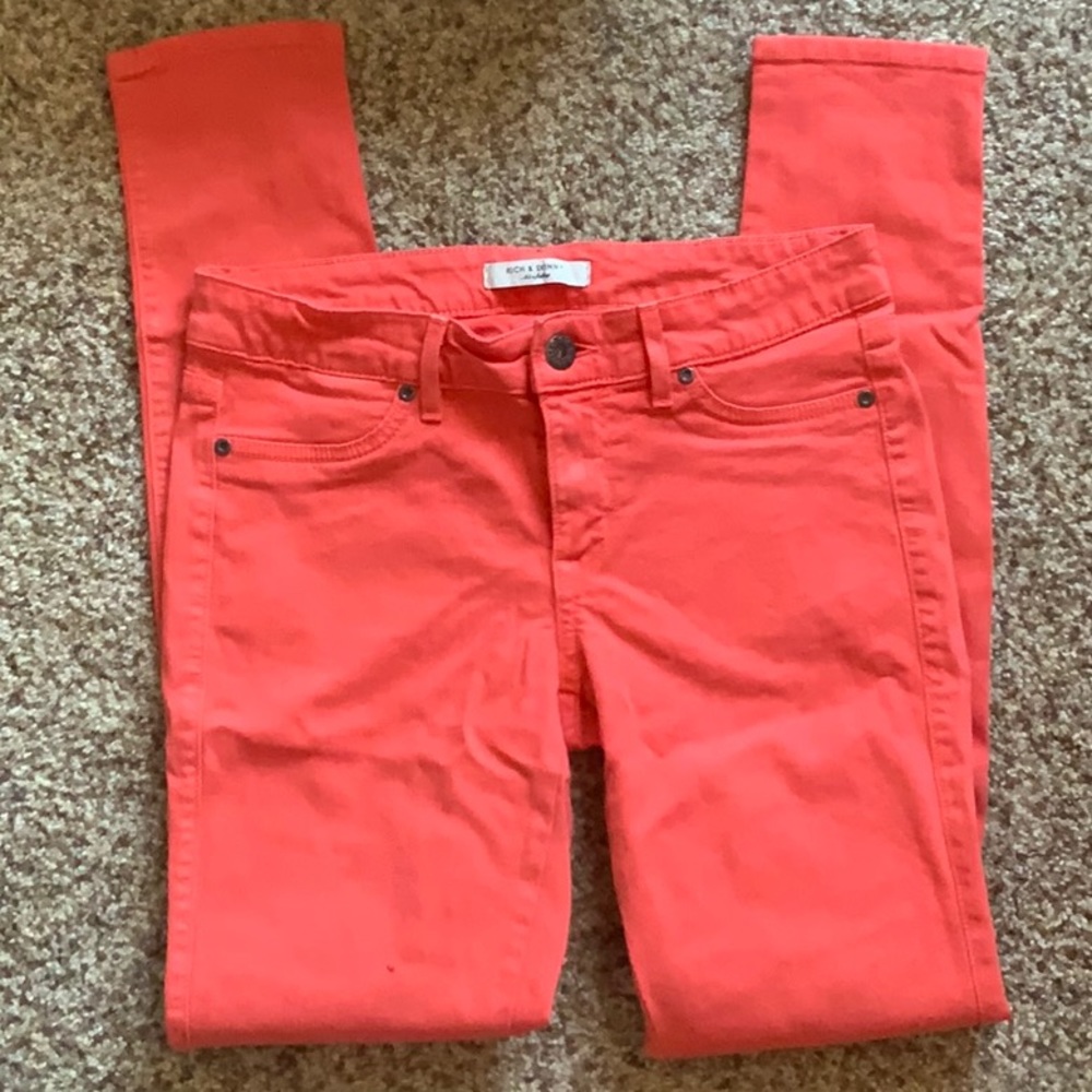 Cute orange/coral colored skinny jeans